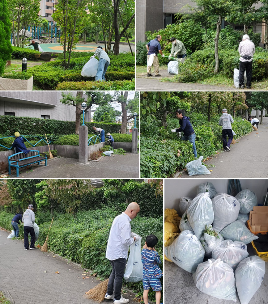 写真：ツル取り・草取りのようす