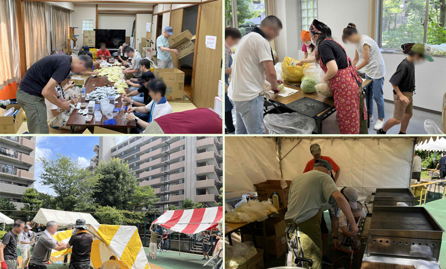 写真（４分割）：お手伝い風景